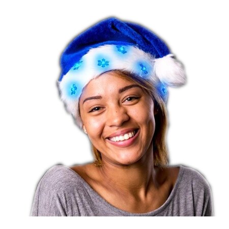 Endless Games LED Snowflake Santa Claus Faux Fur Plush Hat, Blue EN3330976